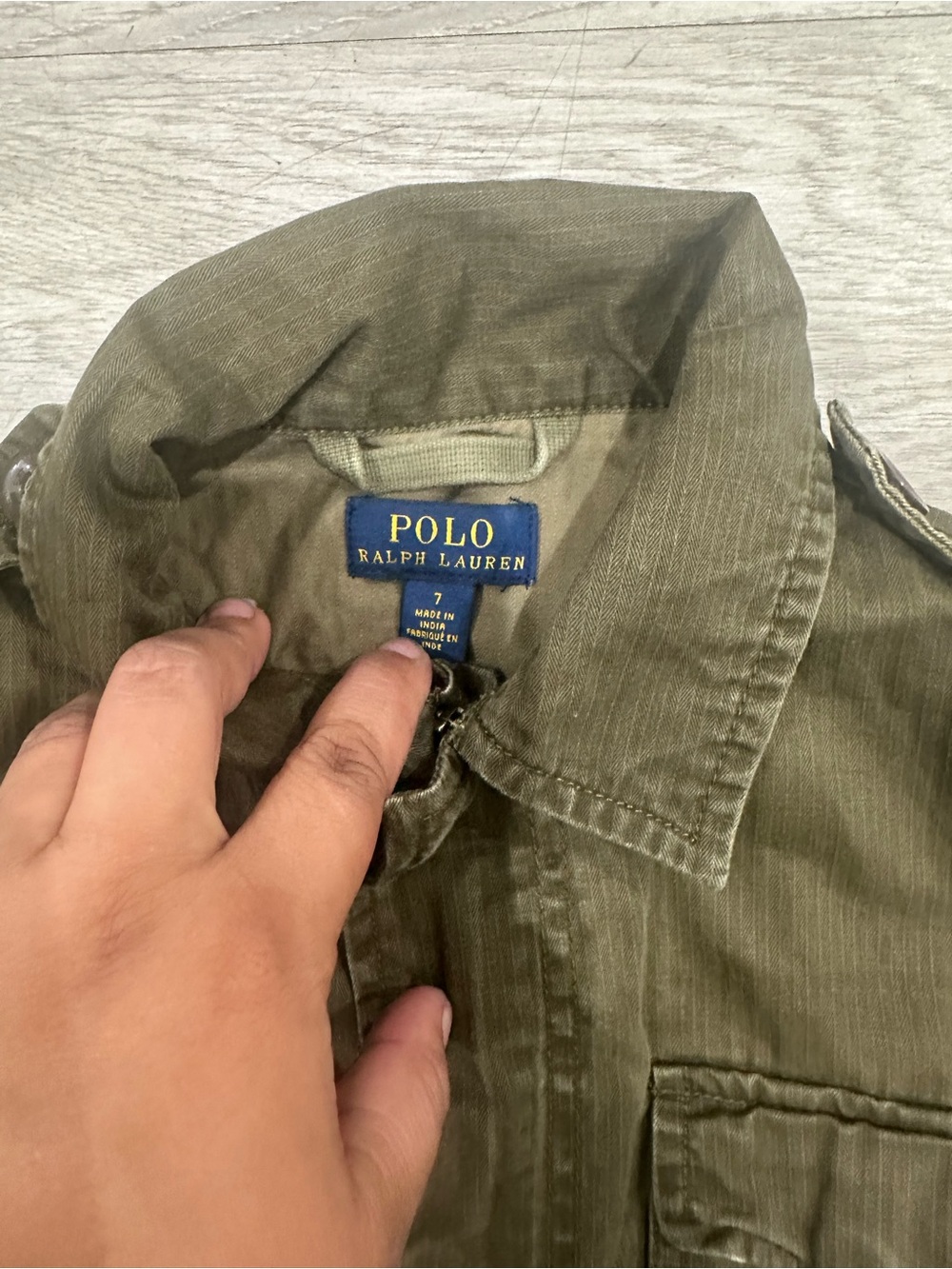 Polo by Ralph Lauren Olive Green Field Jacket with Flag Patch - Picture 3 of 4